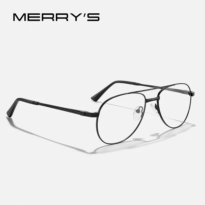 MERRYS DESIGN klasyczne oprawki do okularów pilotażowych dla mężczyzn kobiety okulary optyczne ze stopu tytanu męskie luksusowe oprawki do okularów S2370