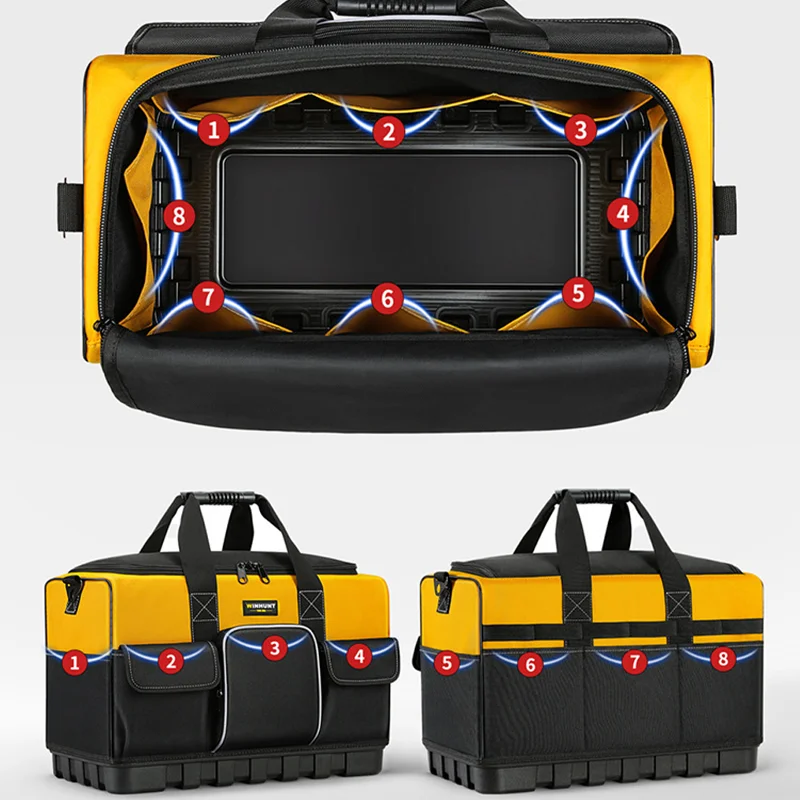 Heavy Duty Tool Bag Waterproof Electrician tool bag with hard bottom Organizer Tool Bag with Shoulder Strap Tool Tote