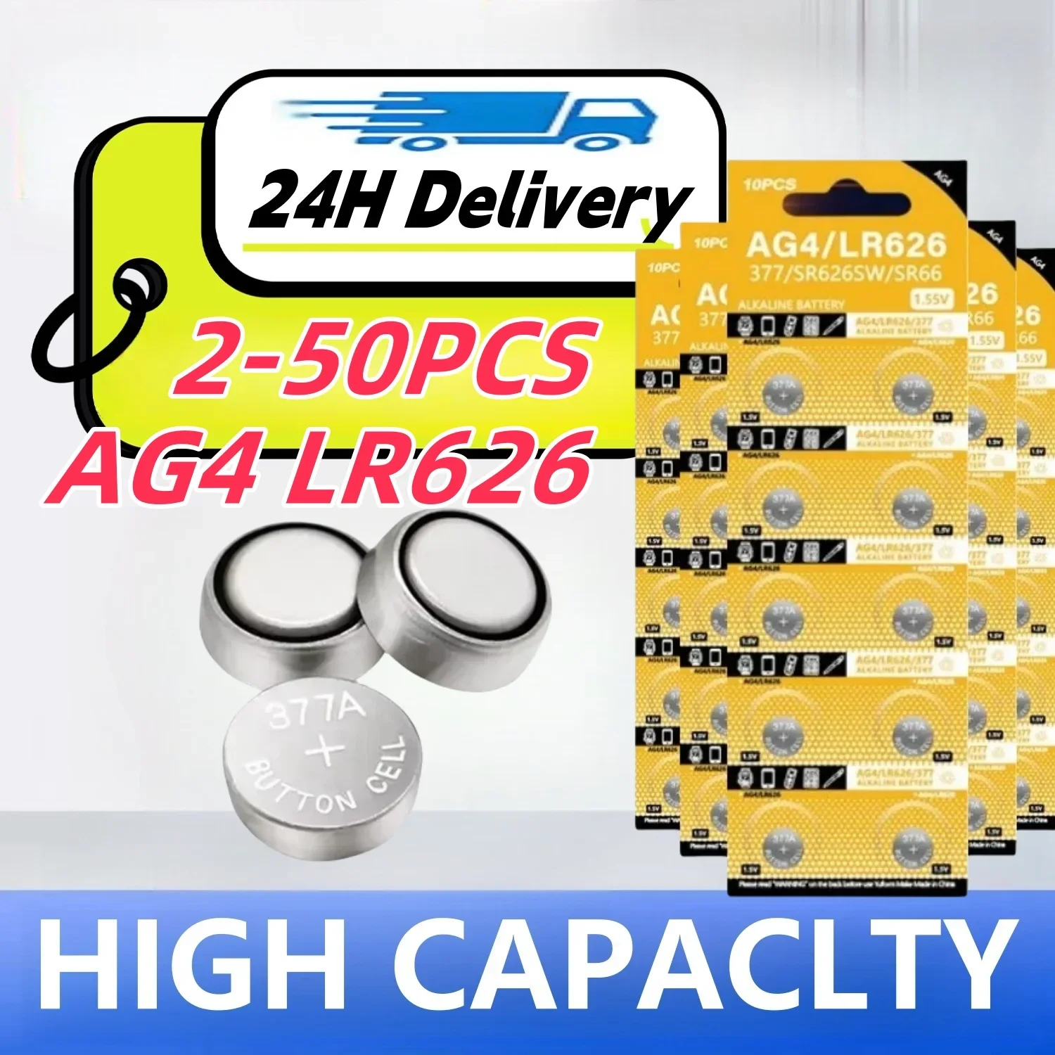 

High Quality AG4 LR626 1.55V Alkaline Watch Battery 377 SR626 177 626A 377A CX66W For Toy Calculator Car Key Clock Button Cell