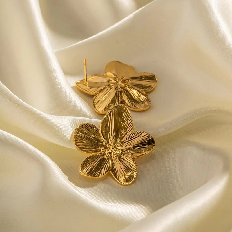 French courtly style metallic flower earrings high touch earrings image 4