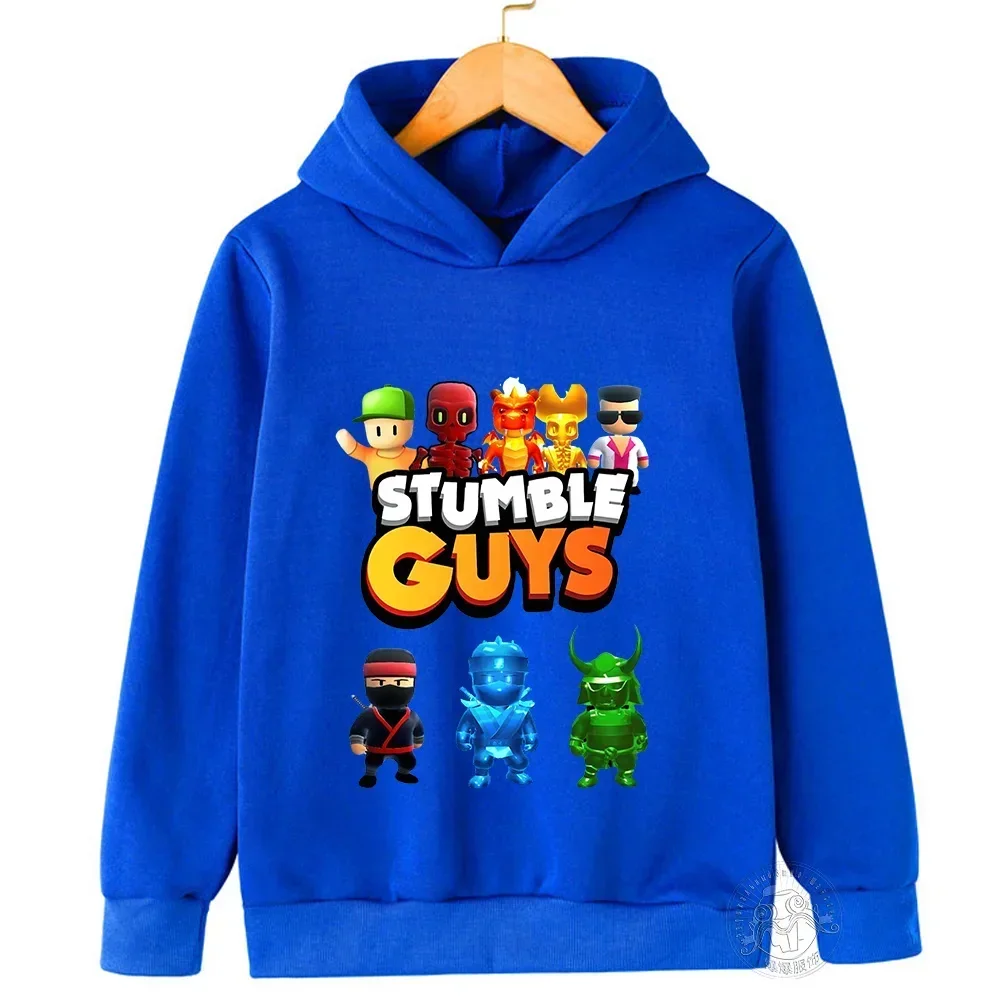 2024 Stumble Guys Hoodie Children\'s Harajuku Games Sweatshirt Boys Girls Original Cartoon Character Print Tops Children\'s Cloth