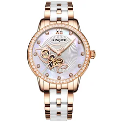 Top Luxury Brand Mechanical Woman Watch Sapphire Crystal Diamond Case Automatic Lady Watch Ceramic Strap Dress  오토매틱 시계 레플리카