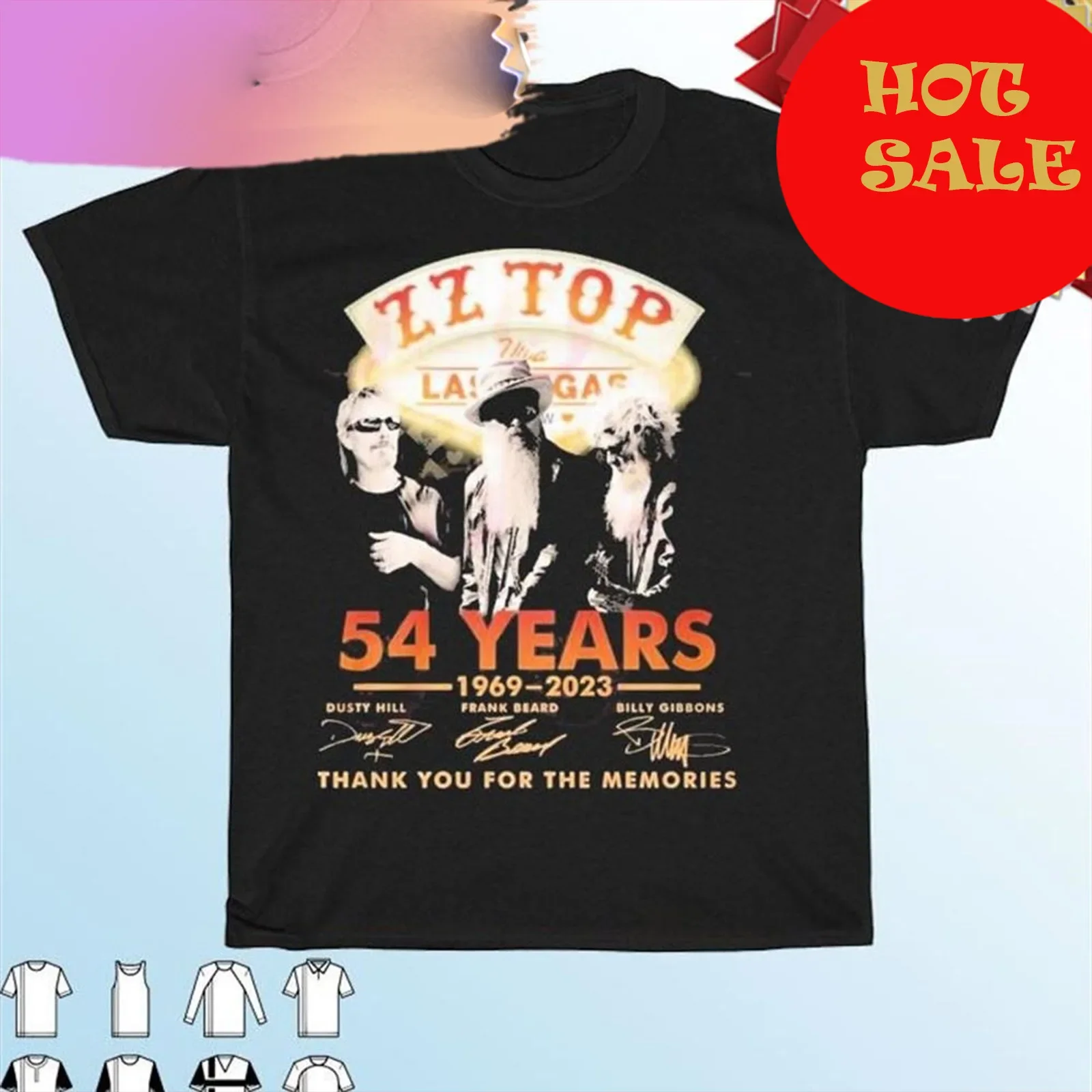 Vintage ZZ Top 54 Years 1969 – 2023 Thank You For The Memories T-shirt CG515