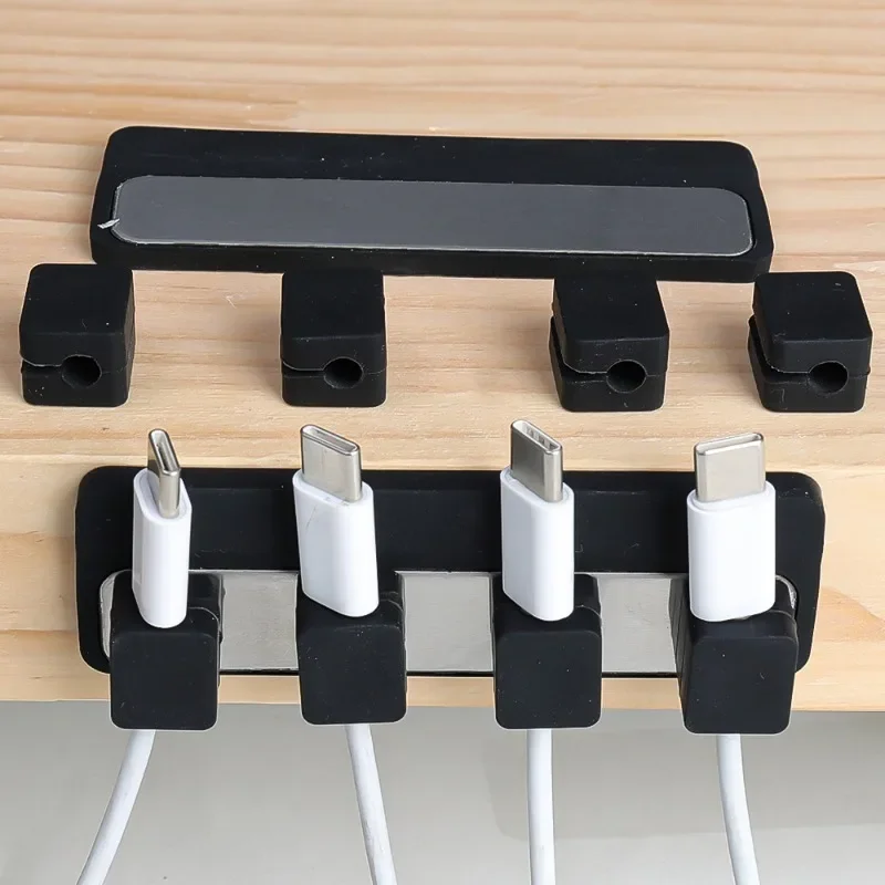 Magnetic Cable Clips Self-Adhesive Silicone Mouse Wire Fixed Organizer USB Charging Cable Holder Winder Row Plug for Office Home