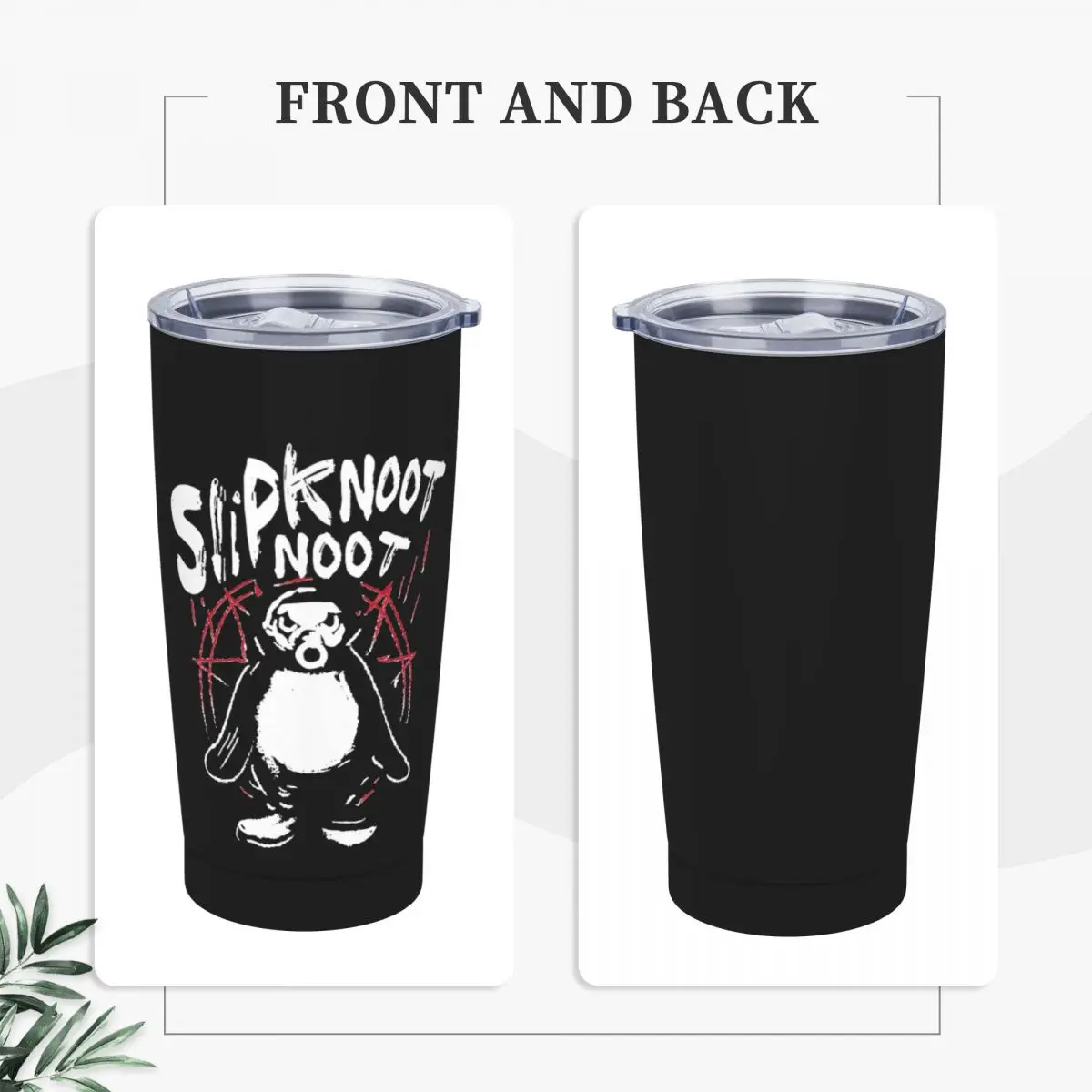 Noot Noot Pingu Pinga Penguin Insulated Tumbler with Straws Lid Vacuum Thermal Mug Double Wall Thermos Bottle Cup, 20oz