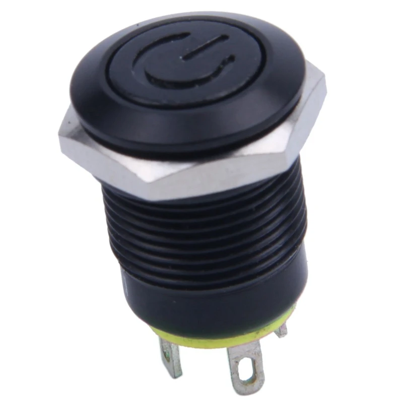 2 Pcs 12V 2A 9.5Mm LED Metal Cap Power Momentary Push Button Switch Car DIY Modified, Red & Yellow