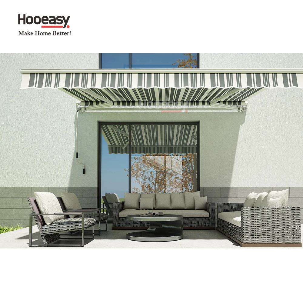Hooeasy Outdoor Garden Folding Arm Awning Window Canvas Retractable Residential Aluminum Awnings Canopies