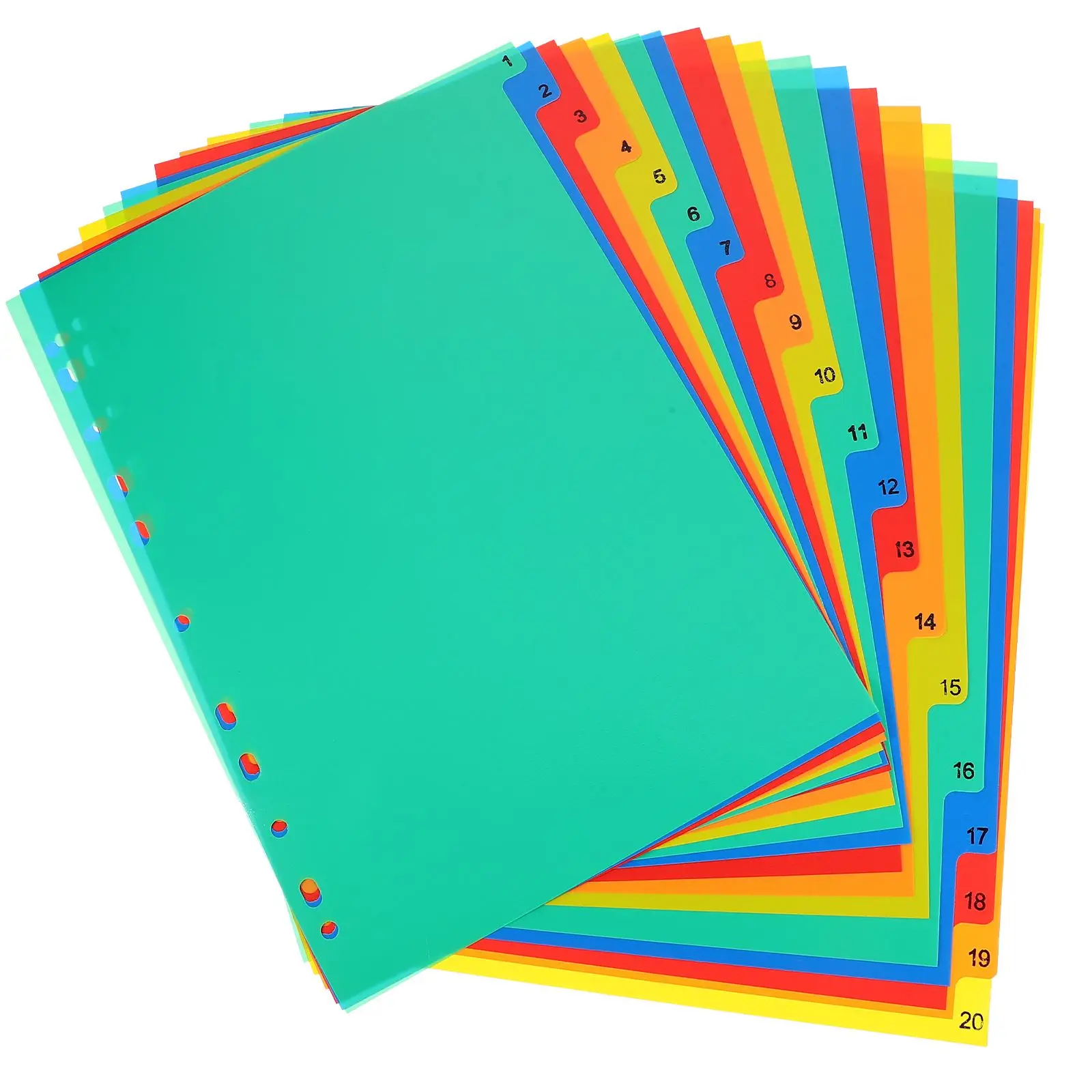 Separador de páginas de índice 20 piezas A4, separador de hojas sueltas, manual, separador de hojas, separador de archivos