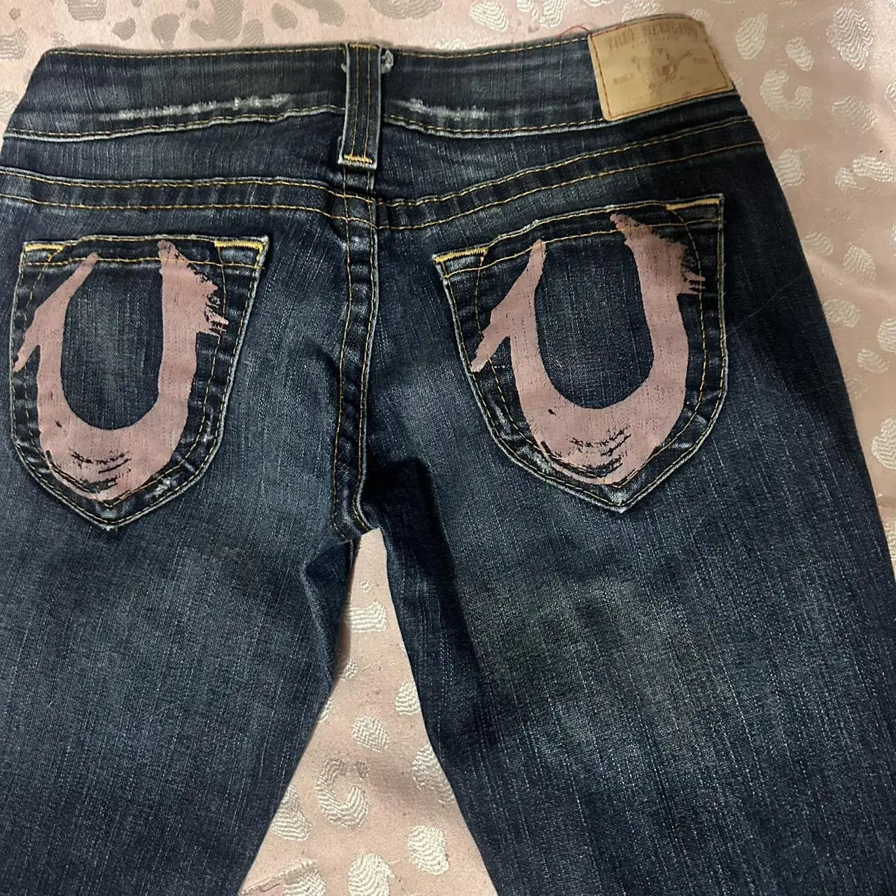

Y2k Vintage Wide Leg Jeans Harajuku Buddha Label Horseshoe Jeans High Street Denim PantsHigh Waist Straight Men Clothing