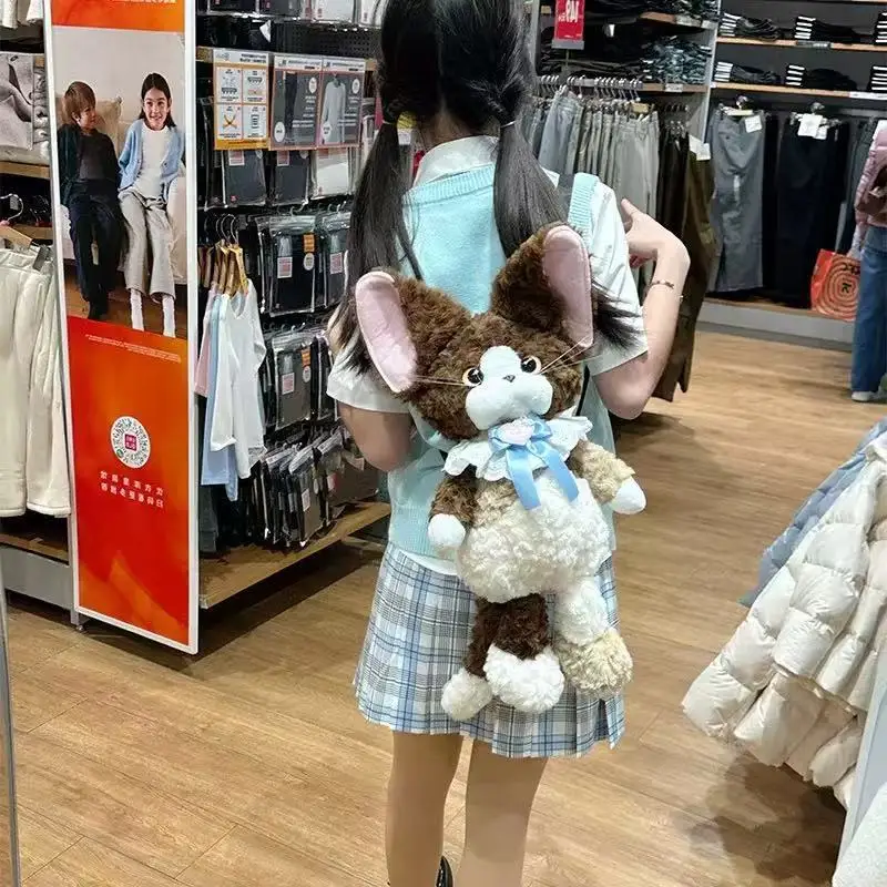 55cm bonito grande orelha gato mochila de pelúcia para meninas macio recheado gatinho saco kawaii animal boneca bolsa bonito presente para aniversário natal