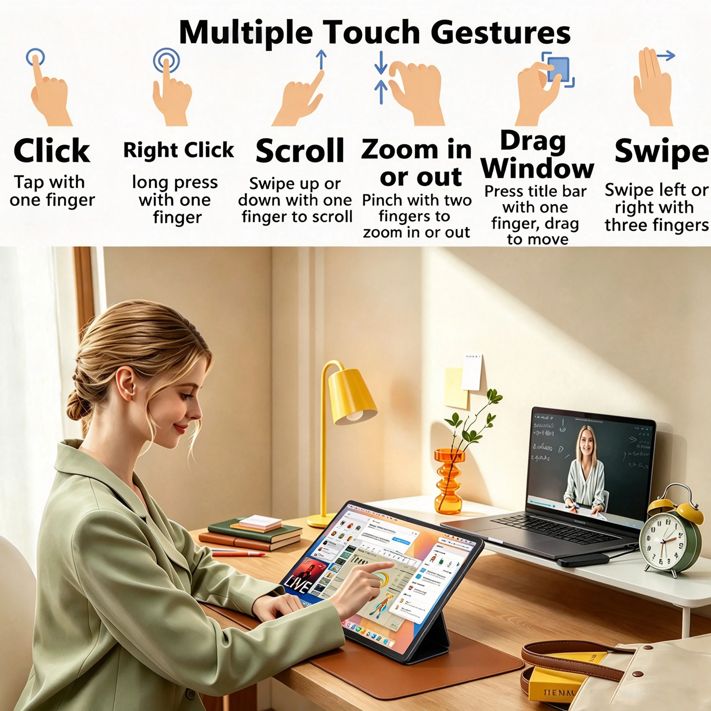 14 Inch Touch Portable Monitor 16:10 IPS 60Hz 1200P IPS USB-C External Second Screen for Laptop PC Cell Phone Switch PS4/5 Xbox