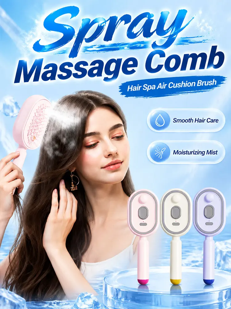 Electric Air Cushion Massage Comb for Detangling & Smoothing, Portable for Daily Hair Care