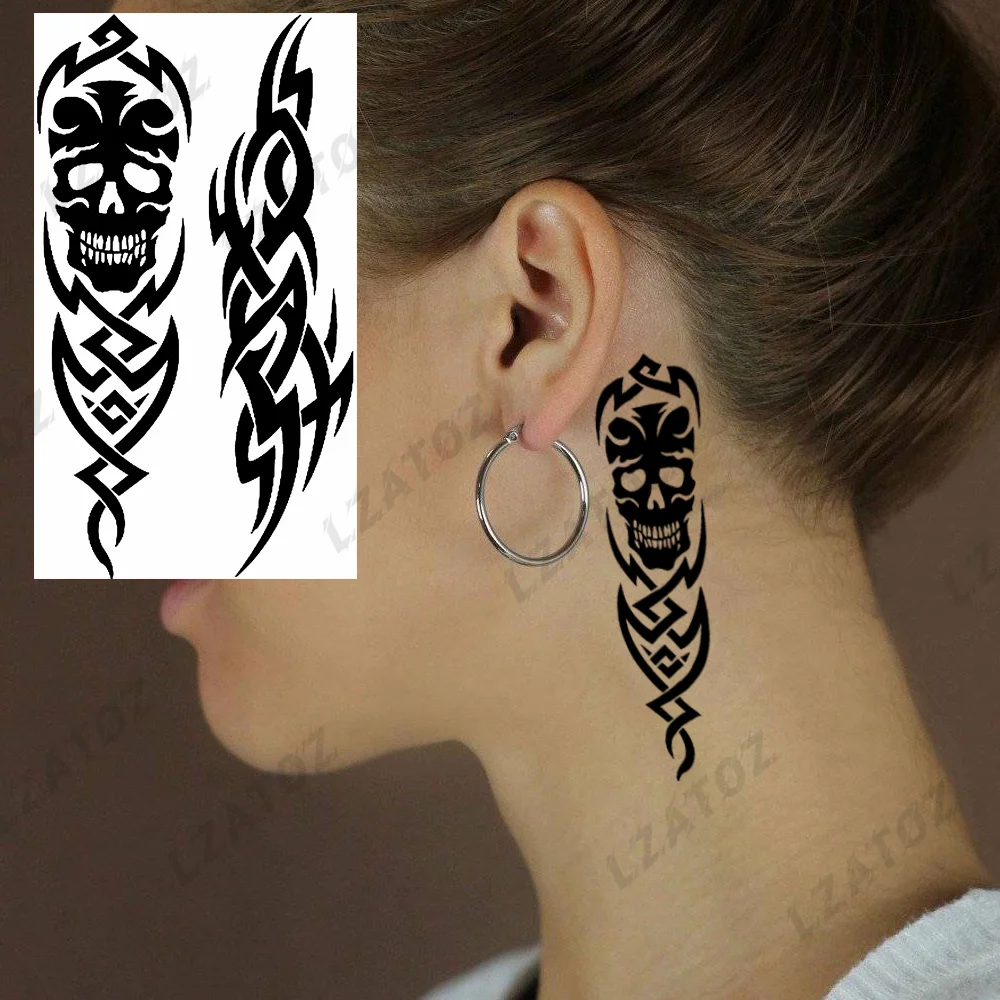 Black Wolf Animal Temporary Tattoos For Men Adults Lion Tiger Fake Tatoos Finger Small Waterproof Tattoo Sticker