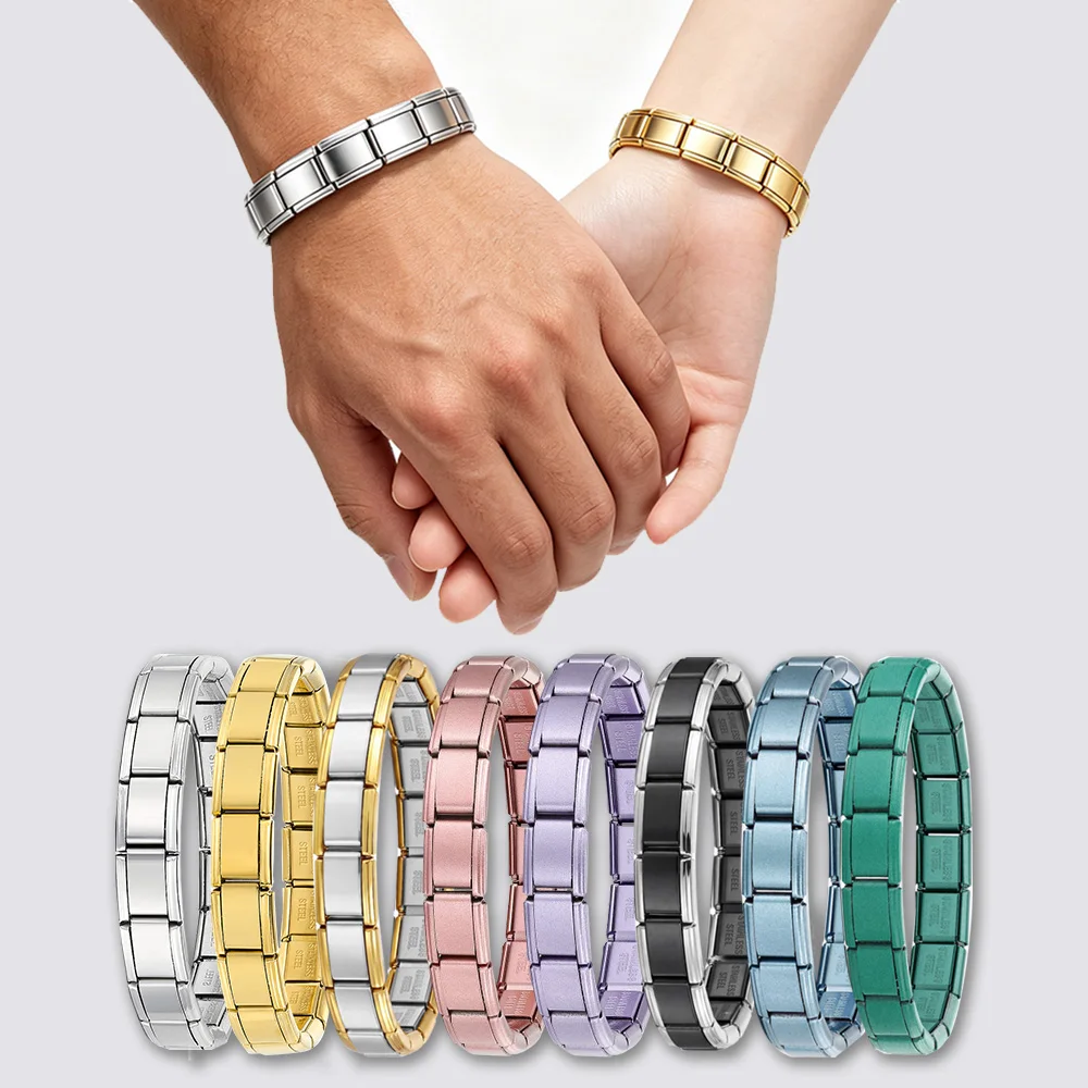 9mm Italienische Charm-Armbänder aus Edelstahl in Basisfarben für Damen und Herren, Großhandel Trendiges Accessoire Schmuck Geschenke – Detail 1