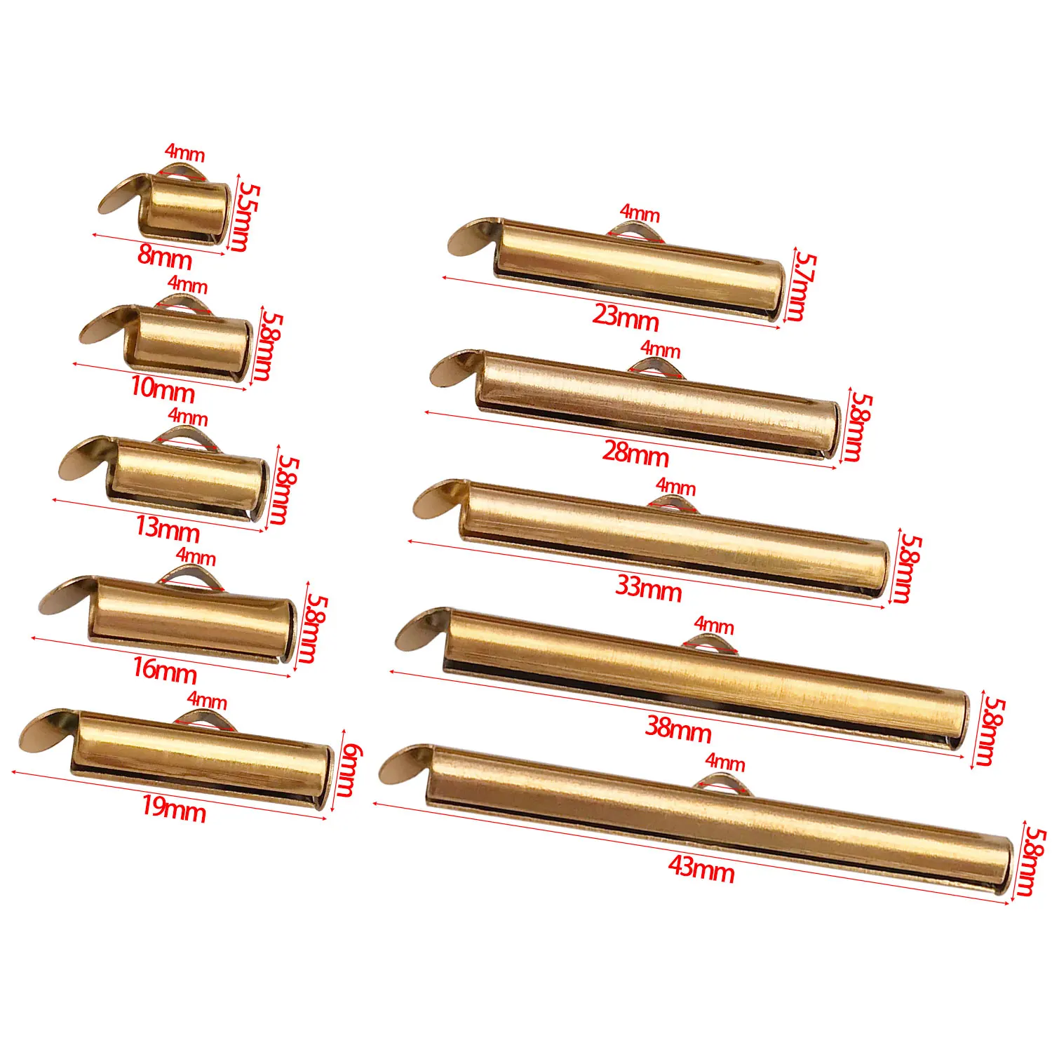 10pcs/lot Stainless Steel Crimp End Caps Slider Clasp Buckles Tubes Slider End Caps Connector For DIY Jewelry Making Accessories