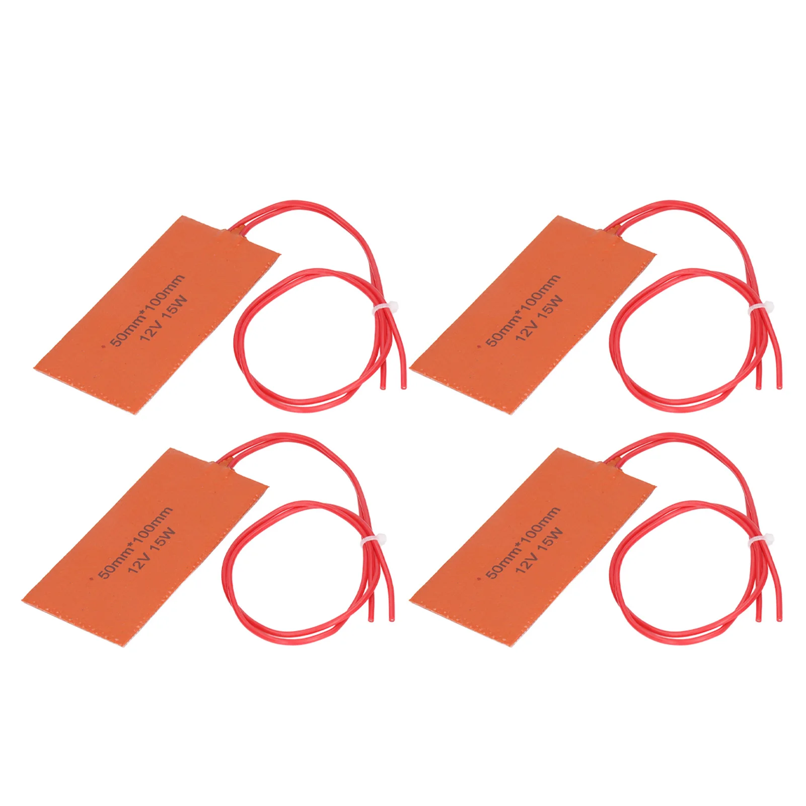 4PCS Silicone Rubber Heating Pad 50x100mm Flexible Heater Mat DC 12V 15W for Electric Blanket Oil Drum Industrial Equipment