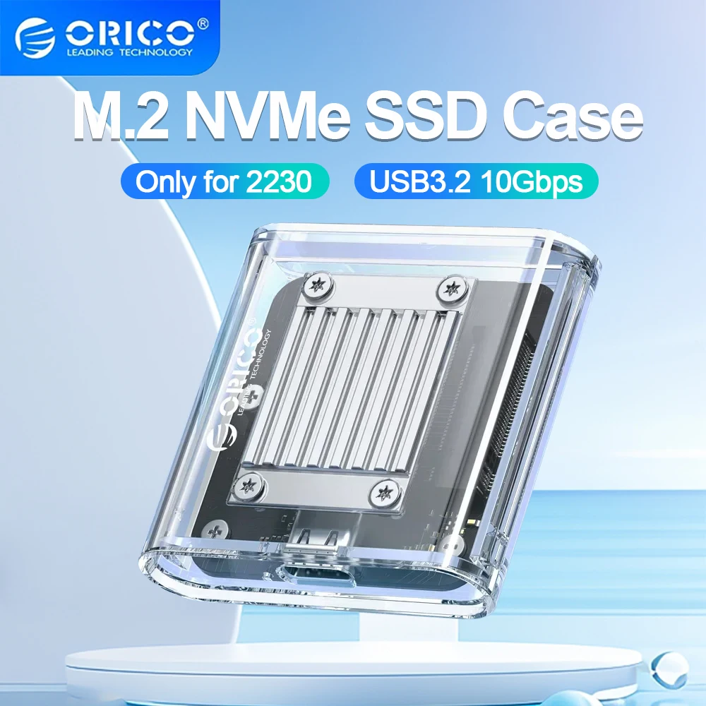 

ORICO M.2 SSD Case NVME SSD Enclosure Tool Free 10Gbps M.2 to USB Type C Transparent External Adapter Support 2230 PCIe SSD