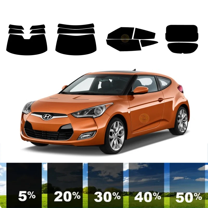 precut Removable Window Tint Film For Car 100% UVR 5%-35%VLT Heat Insulation Carbon ﻿For HYUNDAI VELOSTER 3 DR HATCH 2012-2017