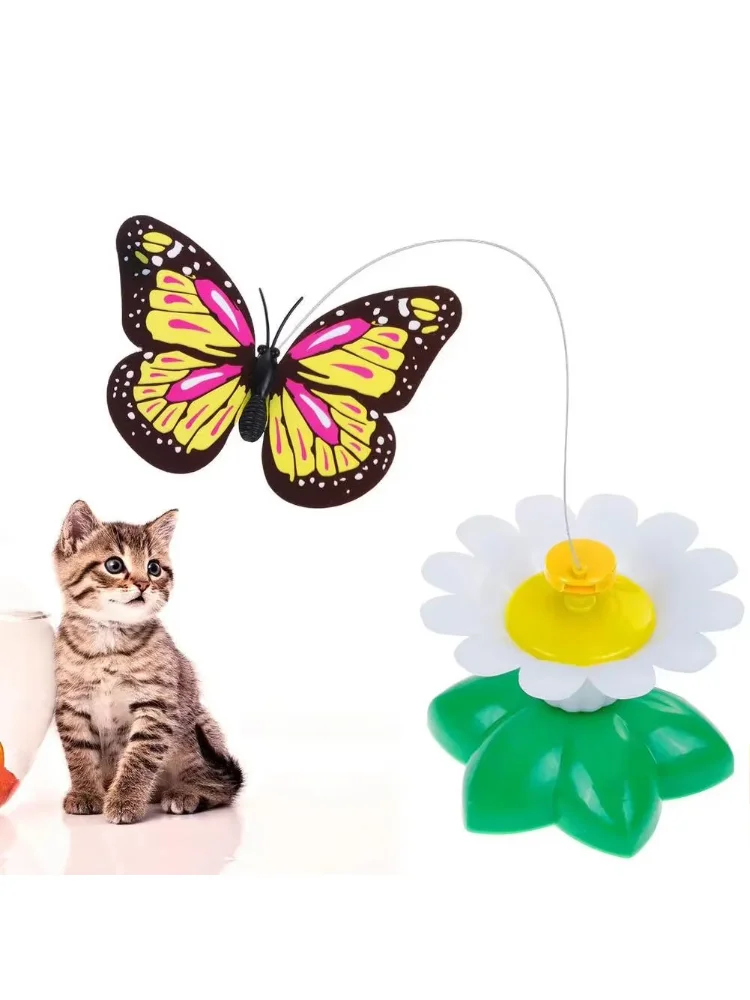 Random Color Rotating Electric Butterfly, Hummingbird Pet Product Rotating Around Flowers To Cats And Butterflies Pet Toys
