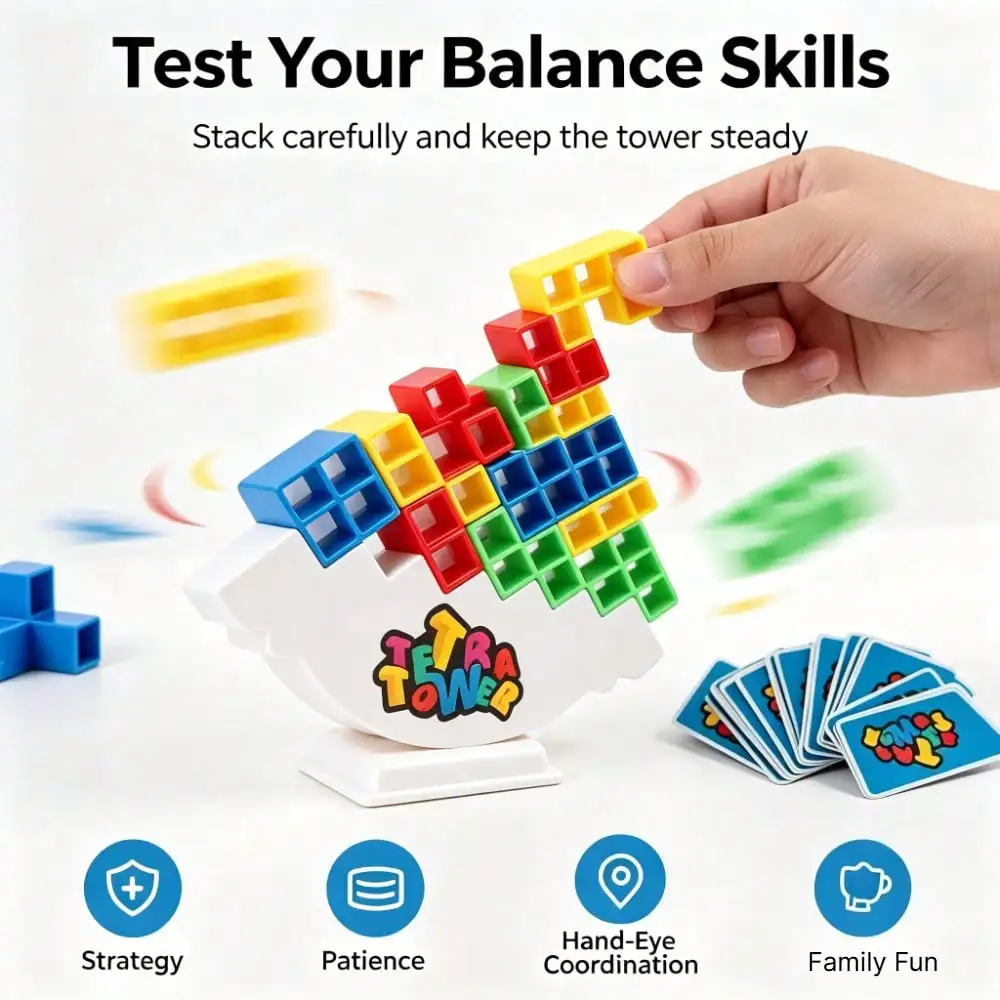 Tower Balance Stacking Game, Kids Swing Stacking Toys, Desktop Party Challenge Game, Multiplayer Interactive Balance Board Game, Holiday Party Game Gift