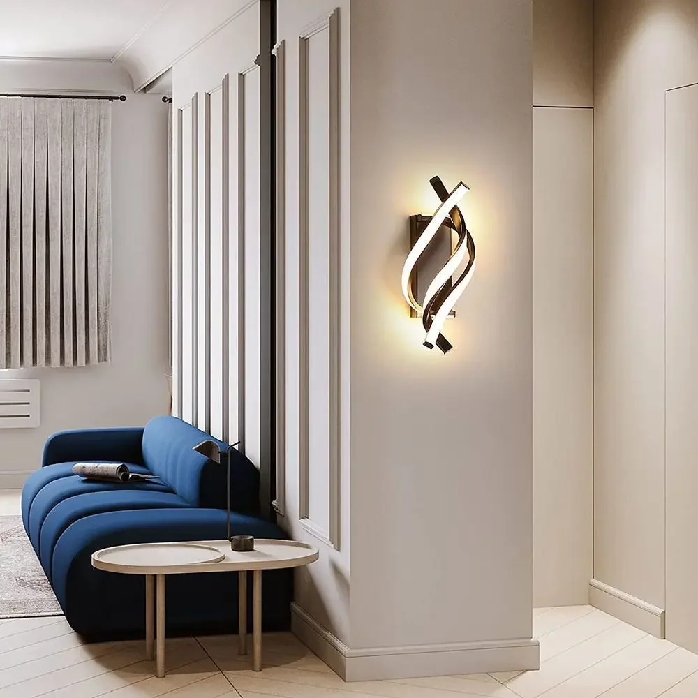 

Modern LED Wall Lamp Home Decoration Line Bedroom Bedside Corridor Living Room Backgroud Black White Lighting Lustre Wall Sconc