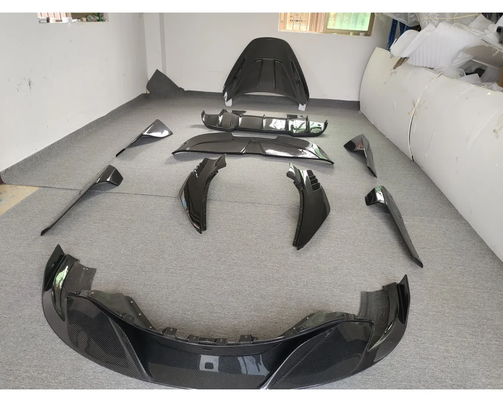 For Upgrade McLaren 720SRy Style Dry Carbon Fiber Front Lip, Rear Lip, Side Skirts, Tail Wing, Mudguard, Hood, Body Kit