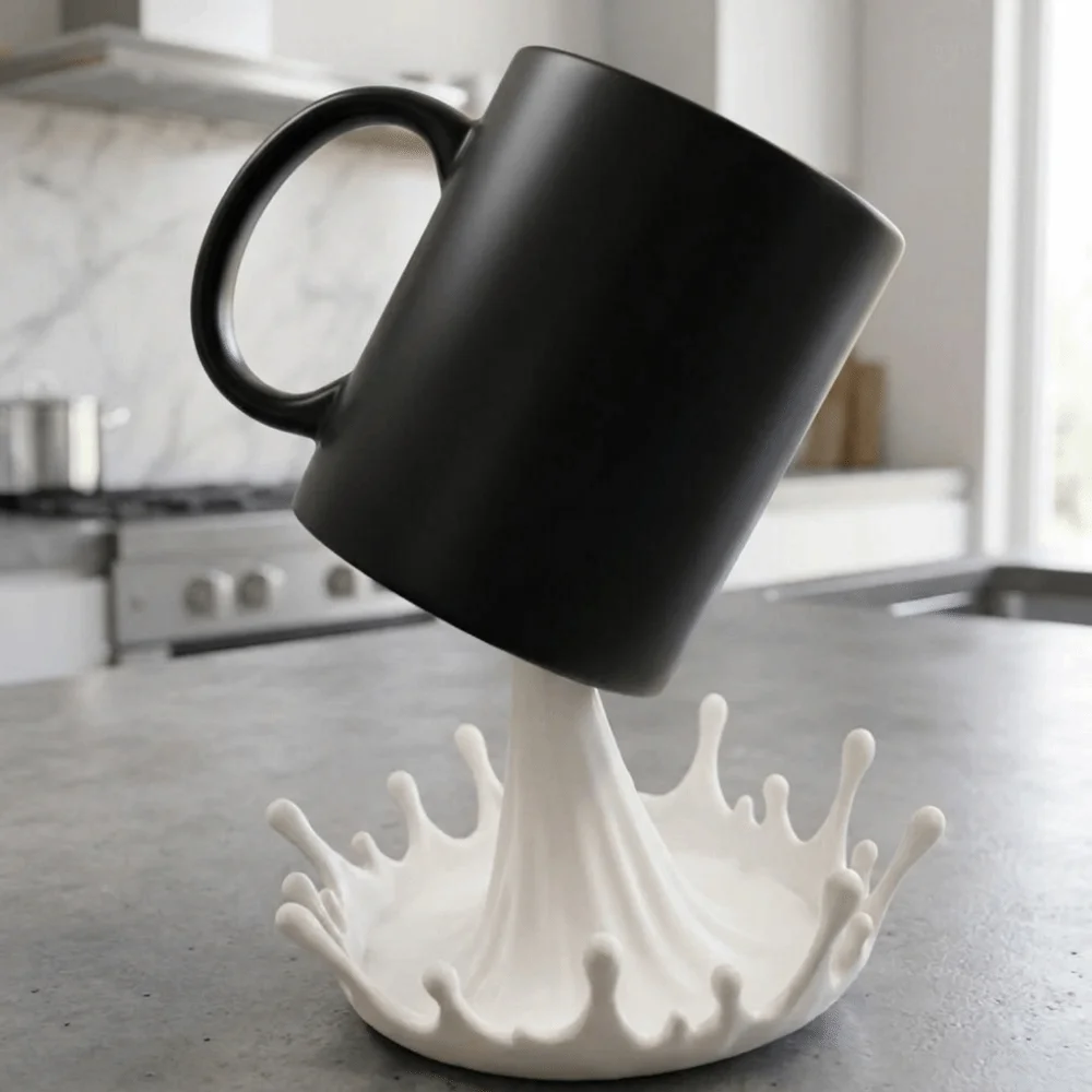 3D Printed Water Splash Shaped Cup Holder Creative Plastic Water Spray Cup Holder Table Ornament Table Decoration