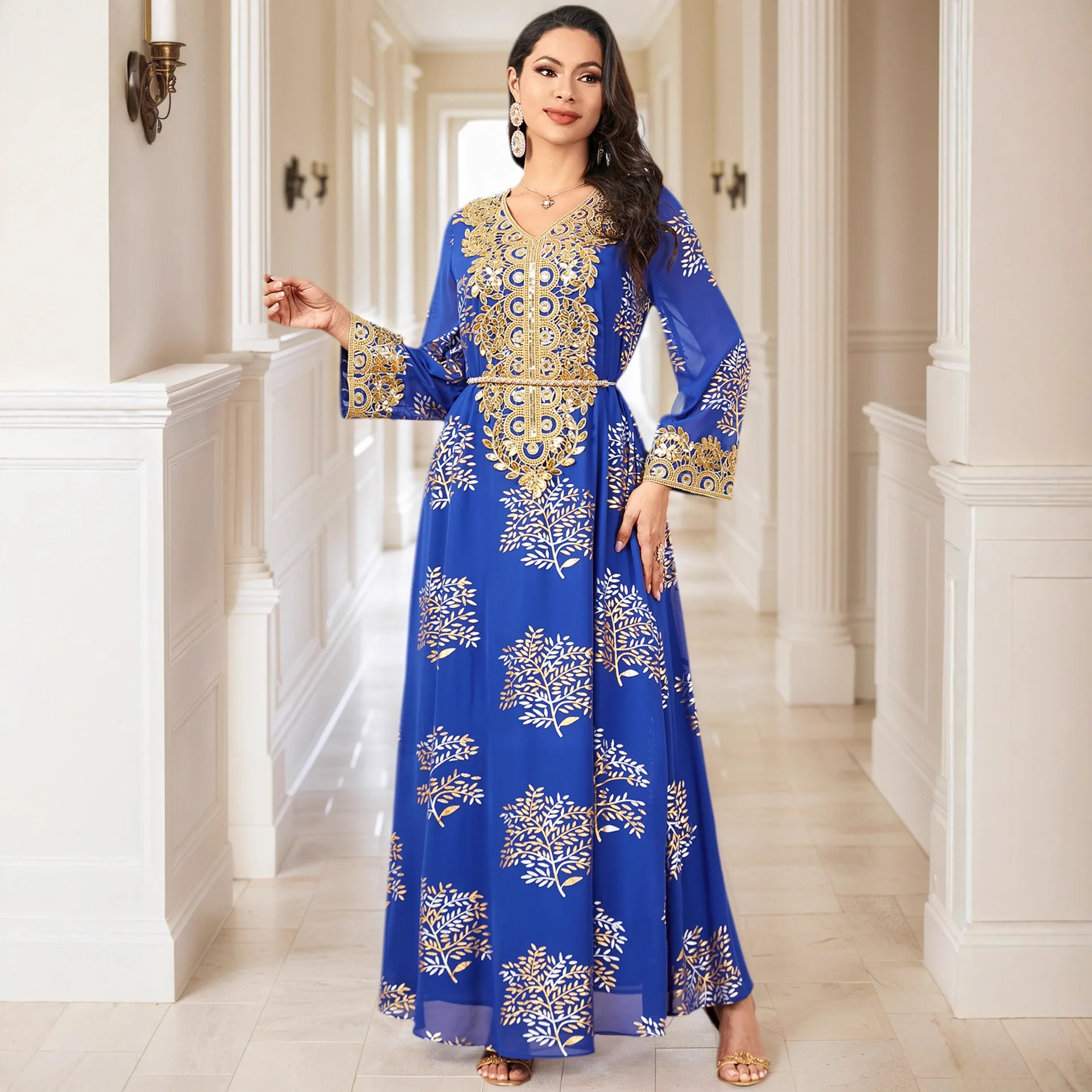 Sukienki damskie z Bliskiego Wschodu, arabskie, nowa moda, eleganckie, luźne, codzienne, modne, luksusowe, z nadrukiem, zdobione koralikami i haftem, odzież damska, abaja.