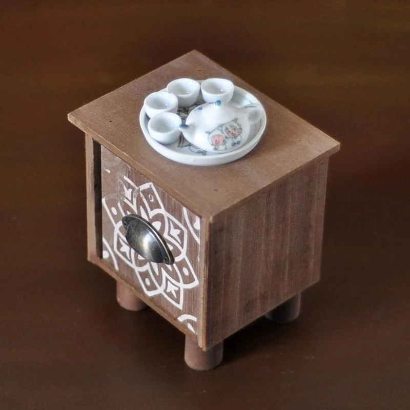 Y4QA Newborn Photography Props Flexible Mini Cabinet Tea-things Set Baby Photo Props