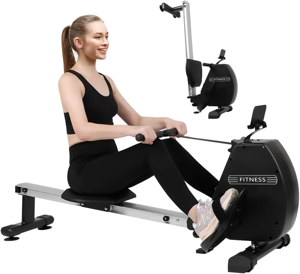 Rower Machines for Home, Foldable Rowing Magnetic, Compact Fitness Equipment with Quiet Resistance 8 Levels, 300 lbs Weight Capa