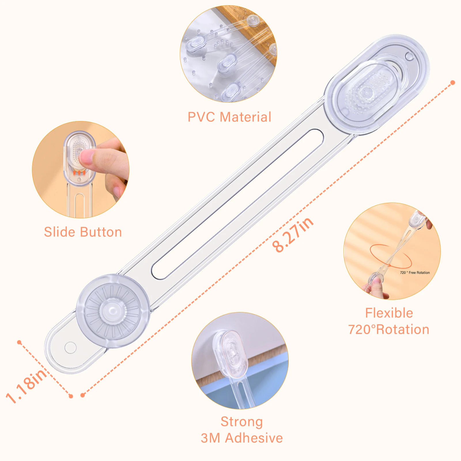 유아용 안전 잠금 장치, 핀치 방지 서랍 잠금 장치, 투명 캐비닛 냉장고, 슬라이딩 도어 버클 패스너, Eary 10PCs/세트