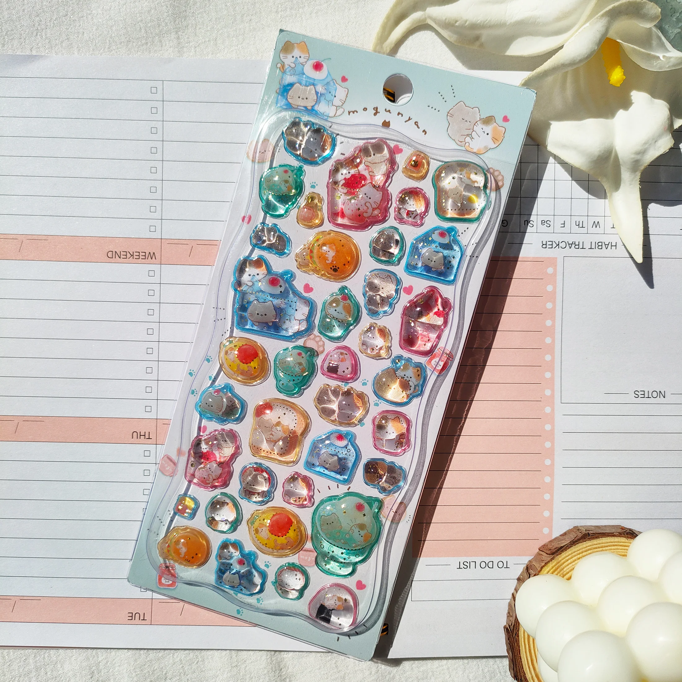 ملصقات كرتونية يابانية ثلاثية الأبعاد من الكريستال - ملصقات بارزة مثالية كهدية مكافأة للأطفال والفتيات وديكور كاواي لحافظة الهاتف