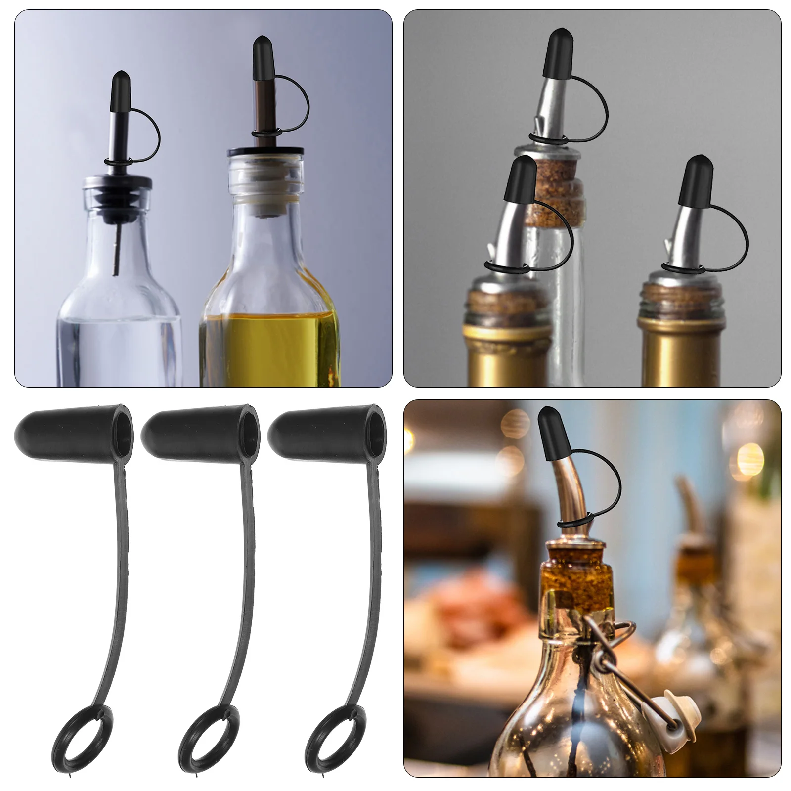 

70Pcs Hooded Rubber Pourers Dust Caps for Olive Oil Liquor Bottle Pour Spout Leak-Proof Cover Pourers Dust Caps