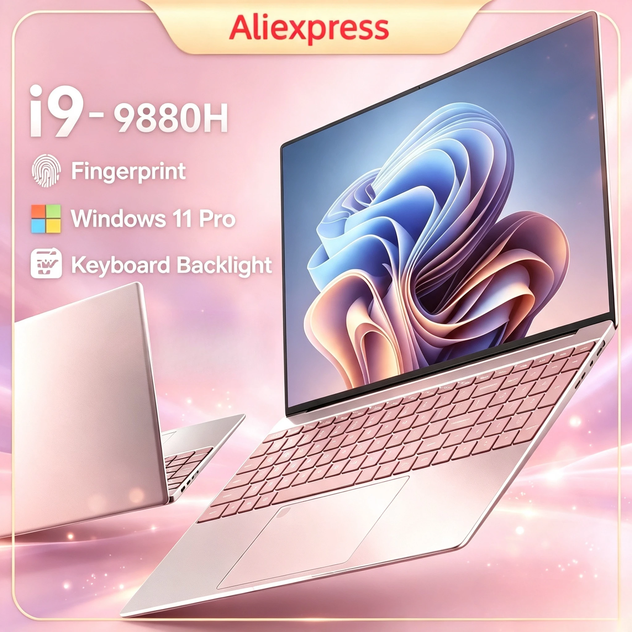 Windows 11 Gaming Laptop Intel Core i9 9880H 15.6Inch 32GB RAM 2TB SSD 1920x1080 FHD Ultra Slim Notebook for Office Study