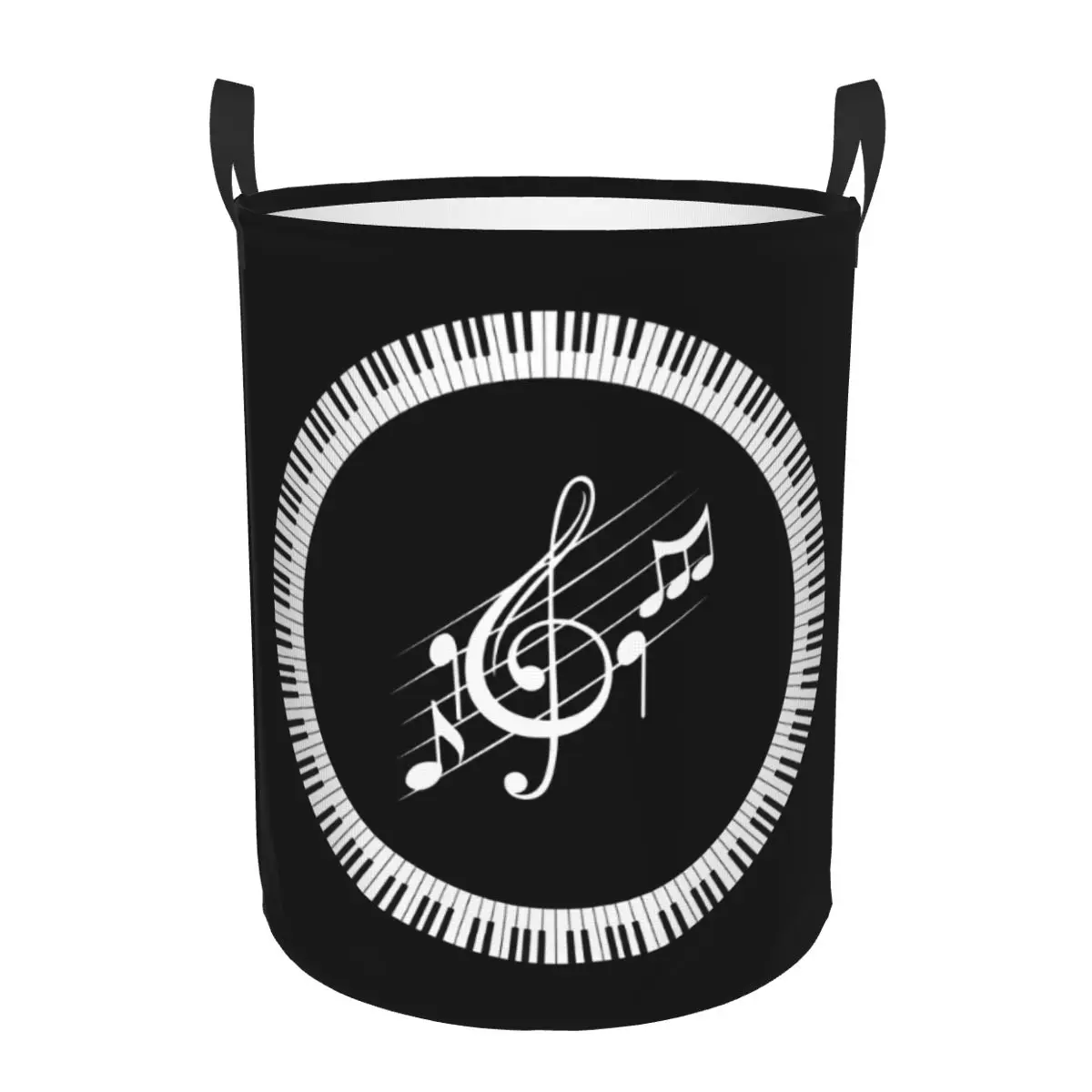 Custom Piano Keyboard Musical Notes Laundry Basket Collapsible Large Clothes Storage Bin Baby Hamper