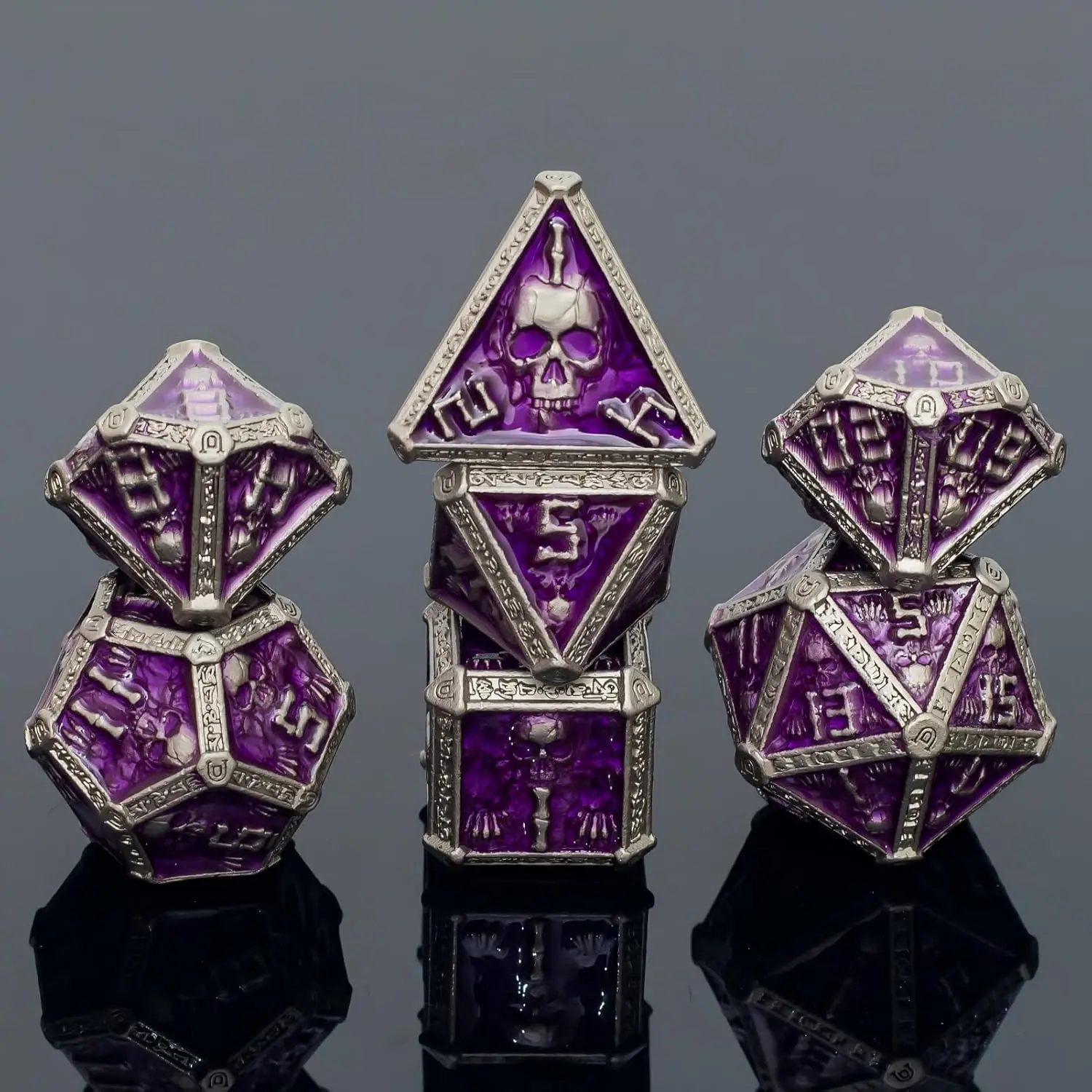 

7-piece set of metal solid dice, multi-faceted math teaching dice, suitable for role-playing games and Dungeons&Dragons: D20, D6