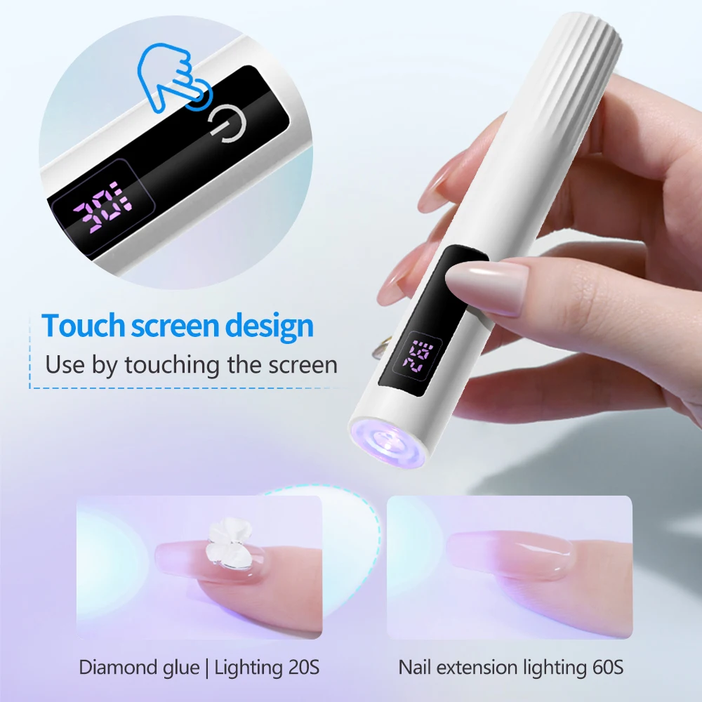 Touch Lamp Nail UV LED Dryer Portable Rechargeable Flashlight UV Light for Drying Nails Gel Polish Lamps Machine Pin Cure Tools