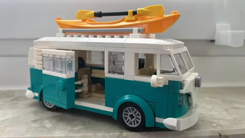 Mymocs MOC 10220 Speed Technisches Auto VW Türkis T1 Camper Van City Camp Truck Kreative Sets Bausteine Spielzeug Geschenk – Detail 2