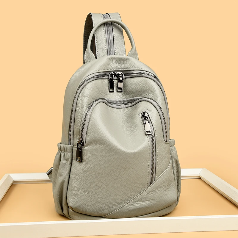 

Real Cowhide Backpack Fashion Large Capacity Women's Backpacks High Quality Genuine Leather Female Knapsack Shoulder Bag Satchel