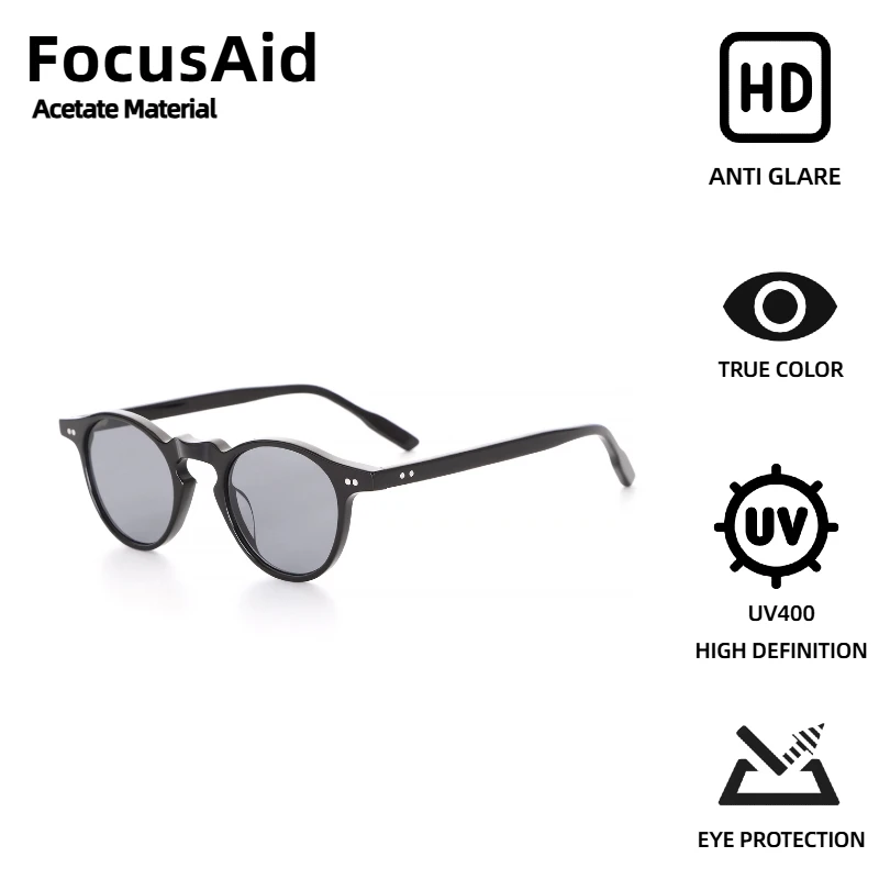 

FocusAid Retro Fashion Design Women's Sunglasses High Quality Acetate Frame Vintage Luxury Rivet Design Men's Eyewear UV400