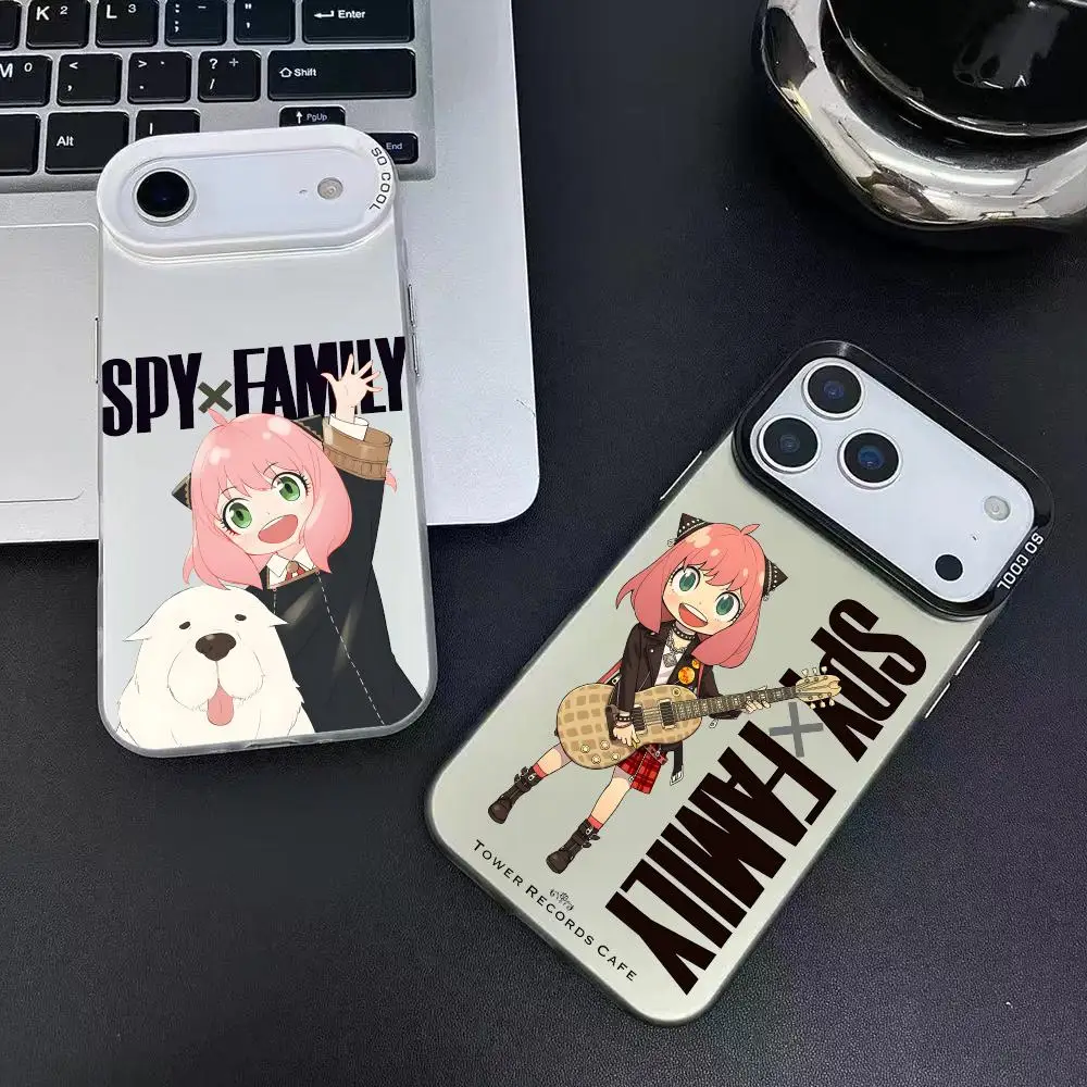 حافظة هاتف لهاتف آيفون 17 16 15 14 13 12 11 برو ماكس أسود أرجواني غير لامع ليزر معدني أورورا فوندا أنيمي جاسوس F-فاميلي أنيا