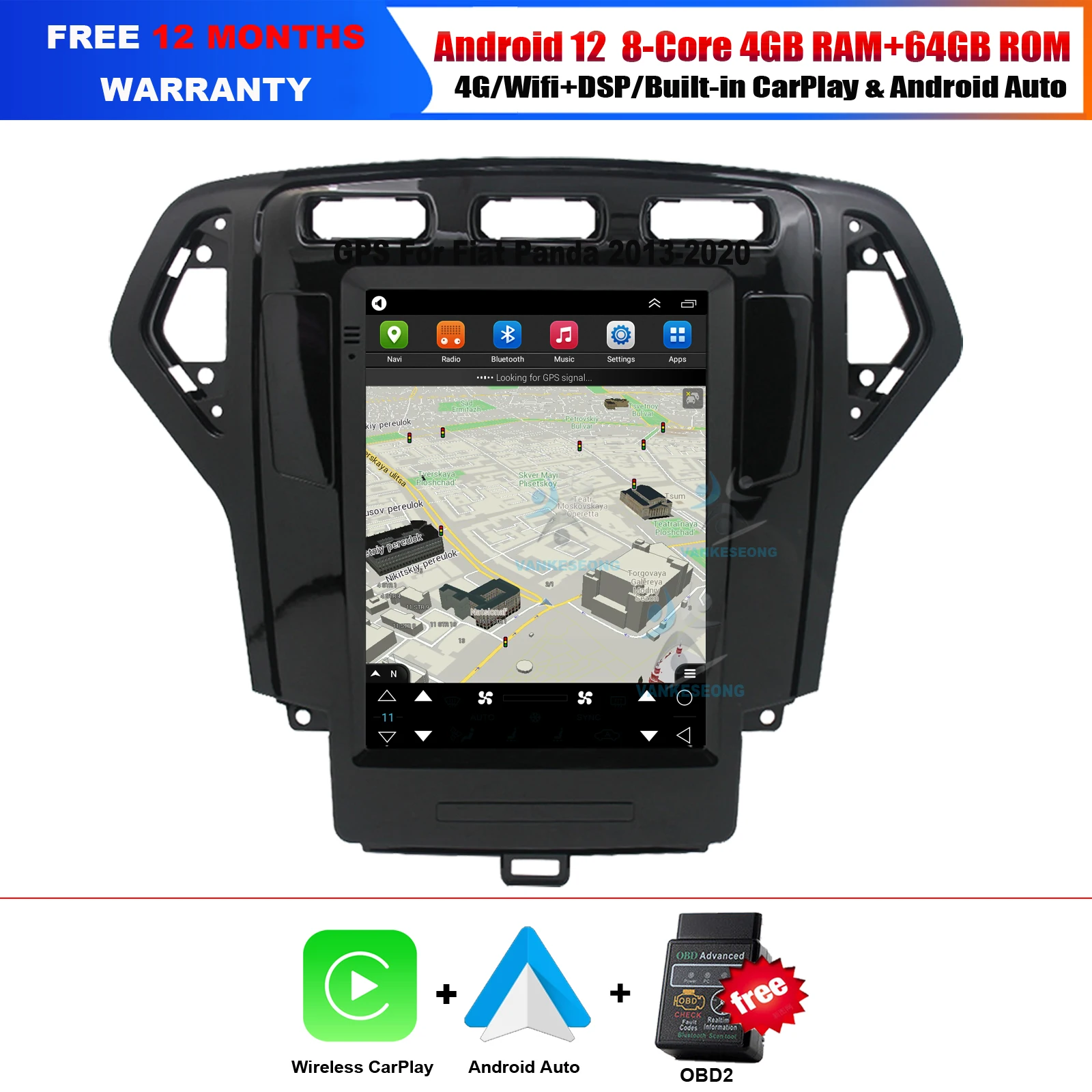 KS9809M 9.7 inch Wireless Carplay Android Auto 4G 4+64GB Car Multimedia DAB Radio For Ford Mondeo MK4 2007-2010 GPS Car Stereo