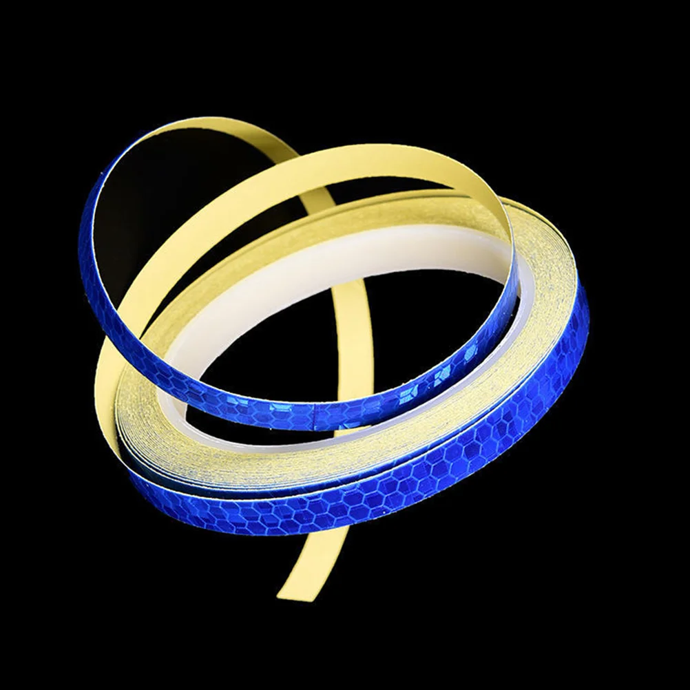 Bike Wheel Reflective Stickers Safe Accessories Cycling Rim Decal Tape Blue Fluorescent for Night Fog Rain Riding