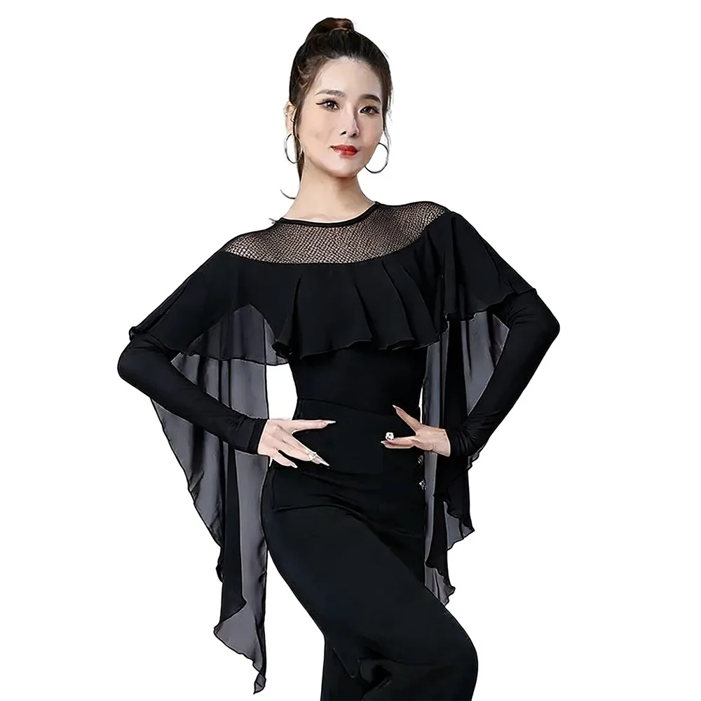 Falbala Latin Dance Tops Practice Evening Dresses Performance Ballroom Dresses Performance Wear Dance Accessories Waltz Blouse