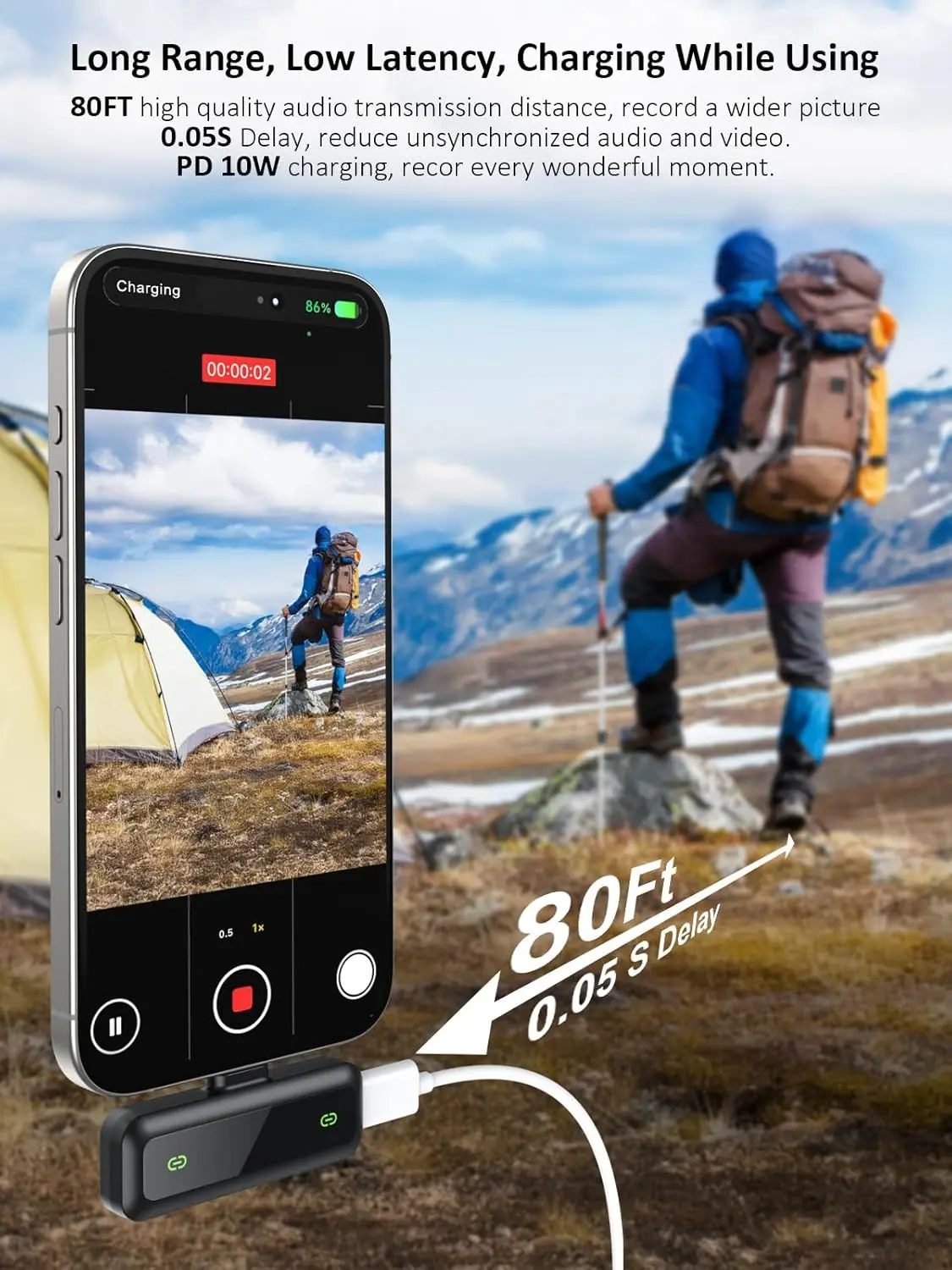 ميكروفون Lavalier لاسلكي لأجهزة الكمبيوتر المحمول iPhone iPad Android وتسجيل الفيديو المباشر وبث إلغاء الضوضاء وميكروفون صغير
