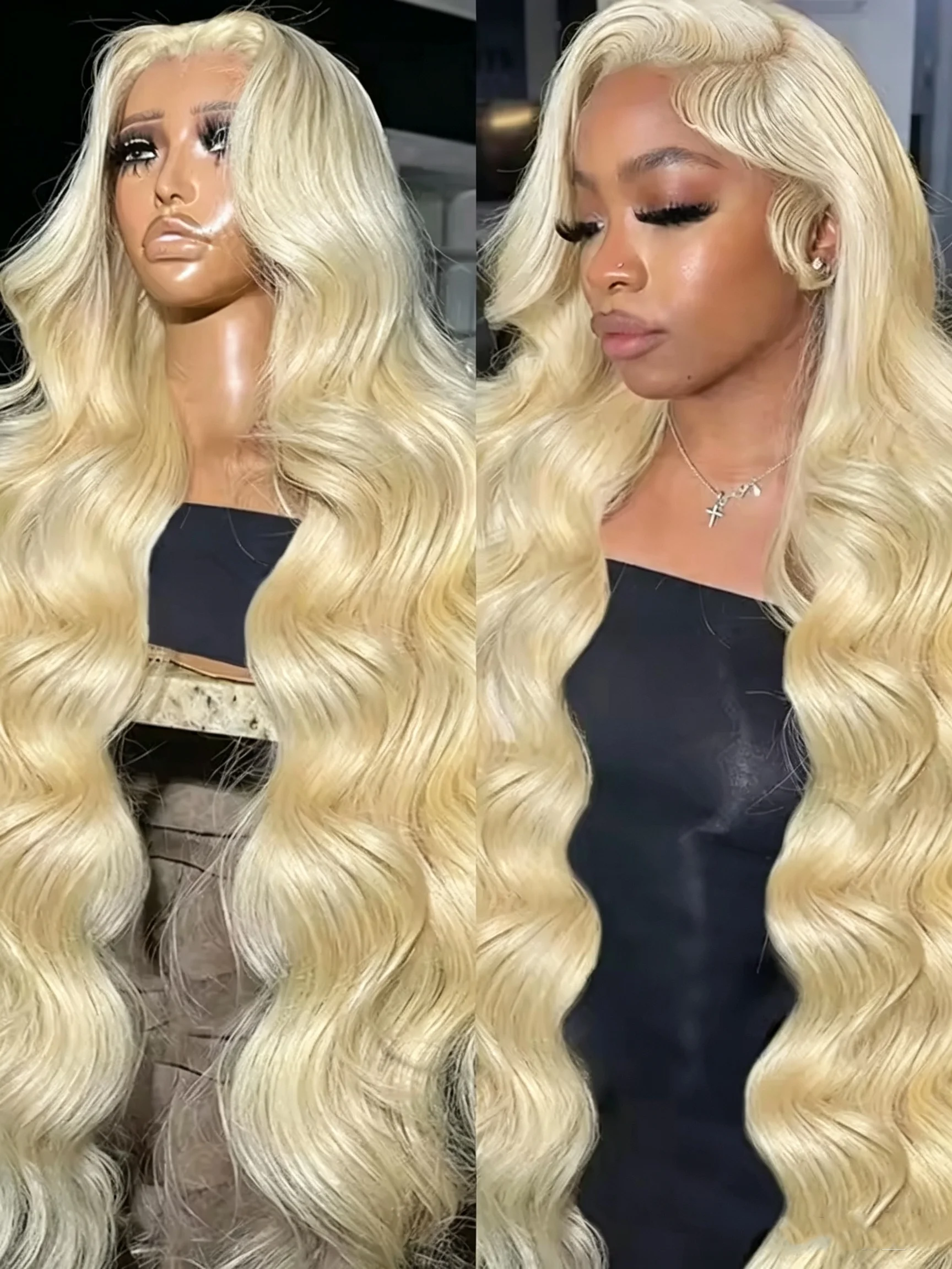613 13x6 Lace Front Wig Human Hair 34 Inch Blonde Wig Human Hair 250% Density Body Wave Lace Front Wigs Pre Plucked 613 Lace Front Wig Blonde HD Lace Frontal Wig