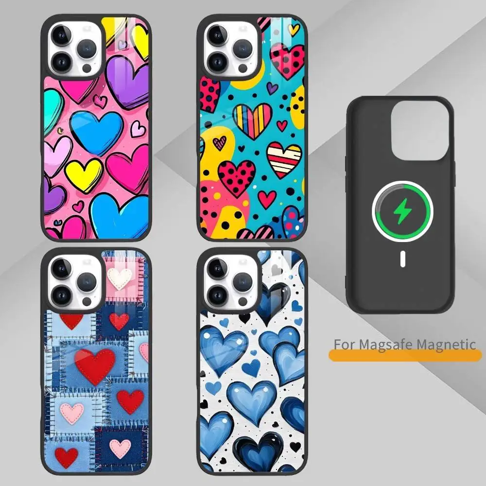 

Y2K POP-Heart Phone Case For iPhone17,16,15,14,13 Plus,Pro Max Magnetic For Magsafe Wireless Charging