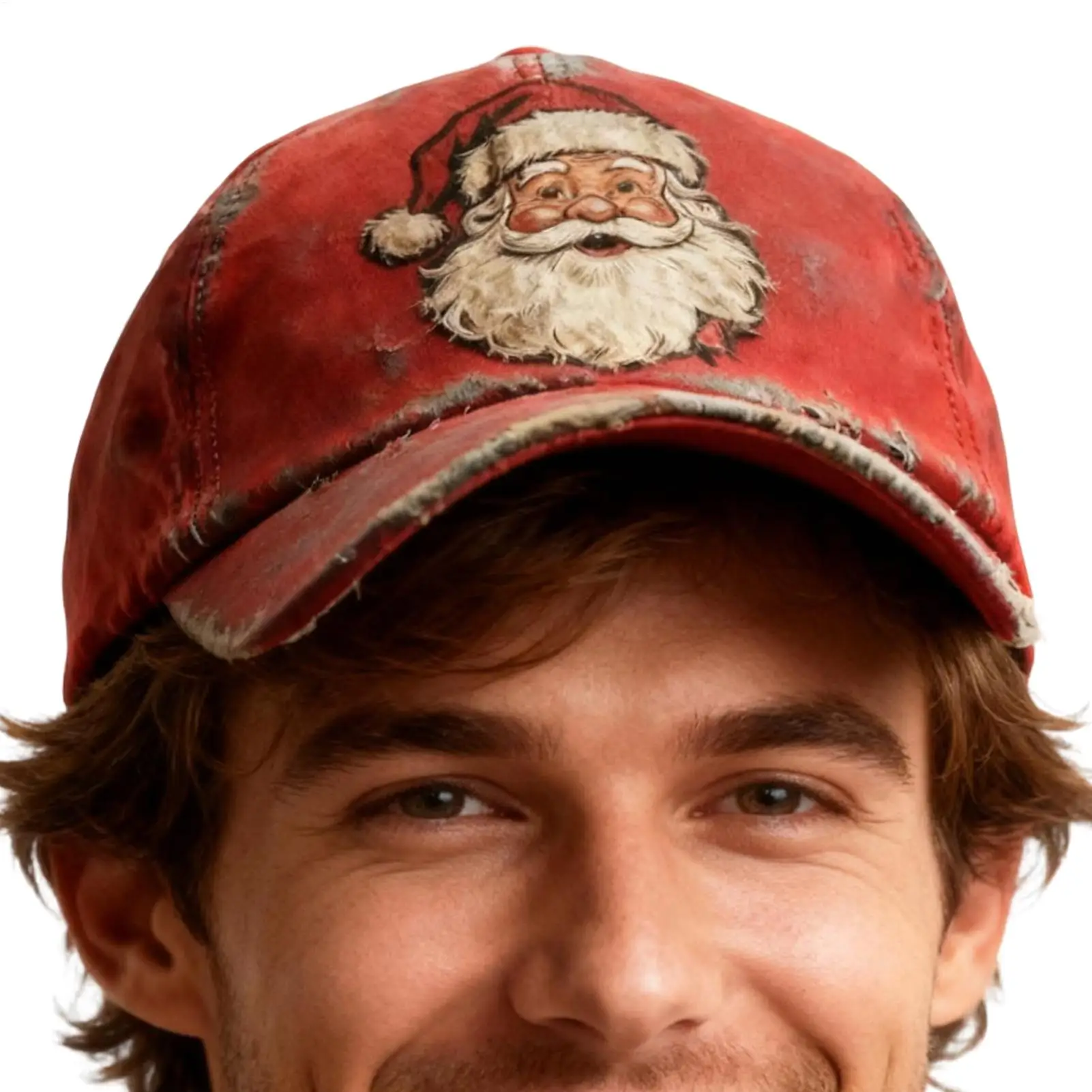 Santa Claus printed baseball cap Christmas baseball hat red Santa Claus Merry Christmas hat washed baseball cap Versatile