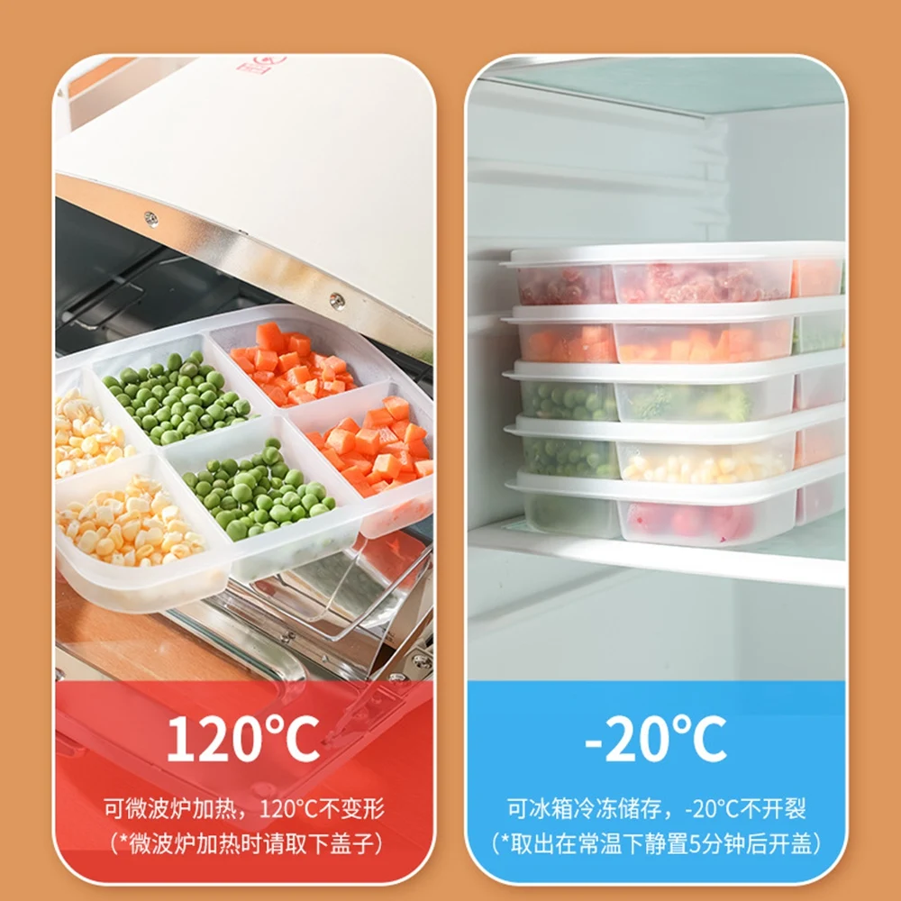 6 Grids Food Fruit Storage Box Portable Compartment Refrigerator Freezer Organizers Sub-Packed Meat Onion Ginger Clear Crisper