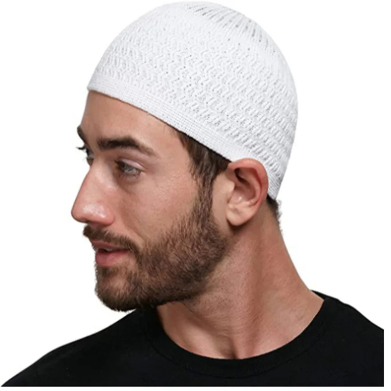 Gorros de oración musulmanes de punto para hombres, gorros masculinos cálidos de invierno, gorro islámico de Ramadán, Kippah judío, gorro de cabeza envolvente